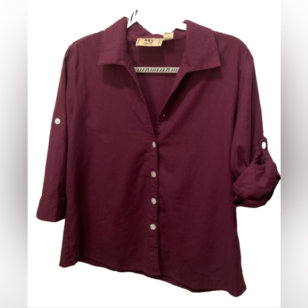 MG Originals Paris Plum Color Roll Tab Women's XL Roll Tab Button Down Shirt